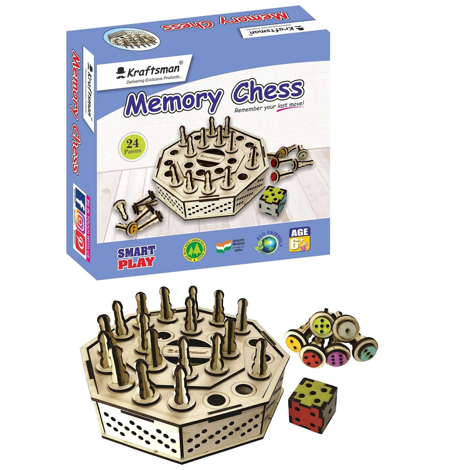 Wooden Memory Chess Game for kids - Kraftsman Brand Store